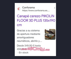 Canapé color cerezo con colchón Pikolin luxury plus. Medida 135x190
