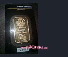 Lingote Argor-Heraeus certificado 1oz.(Troy) 999.9